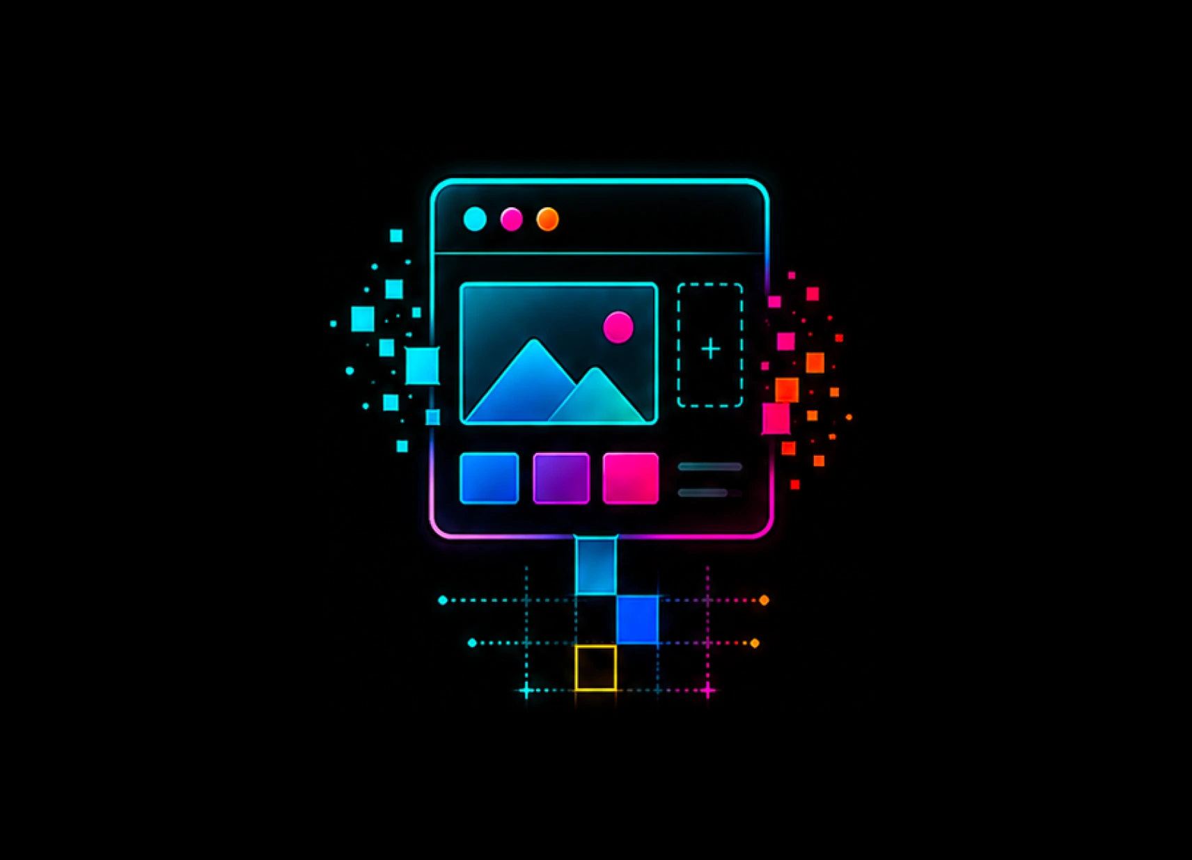 Futuristic dashboard icon representing website design