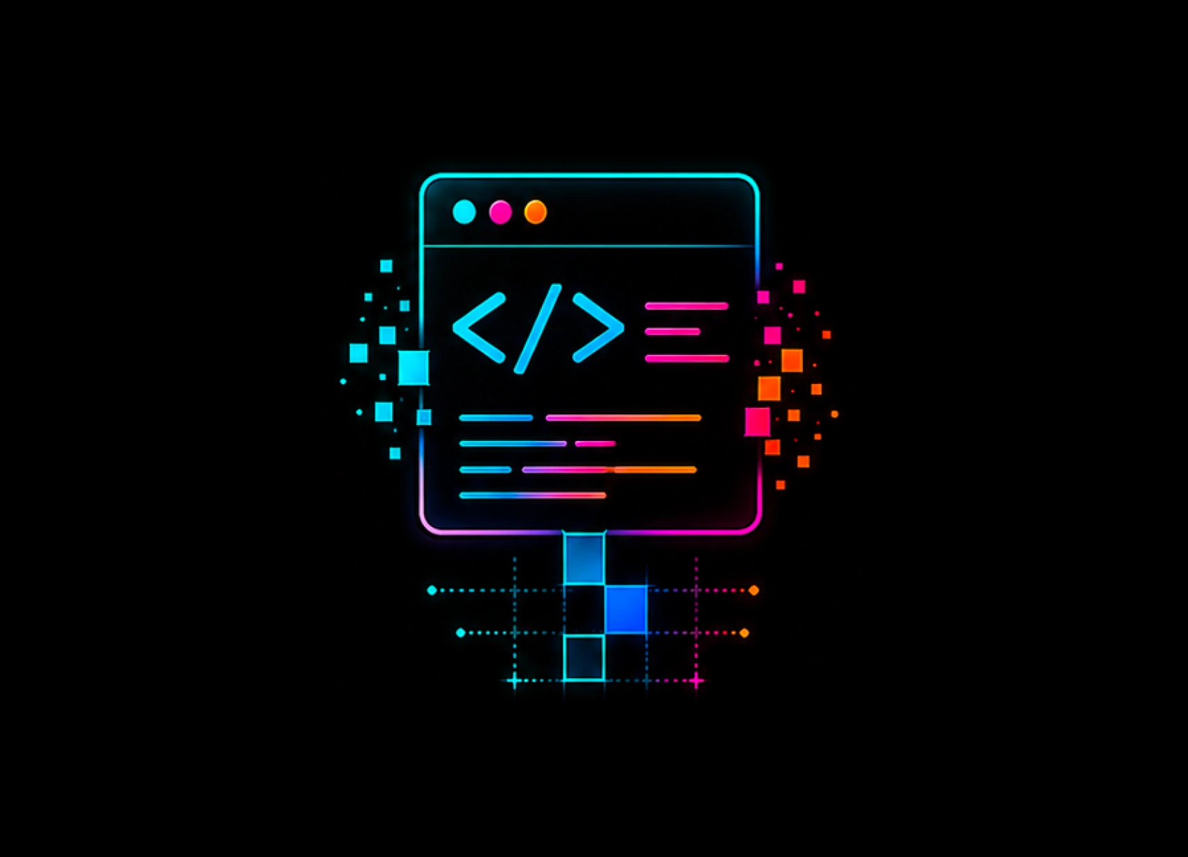 Futuristic dashboard icon representing website development